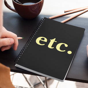 Cuaderno etc. Tipografía moderna de color negro y amarillo