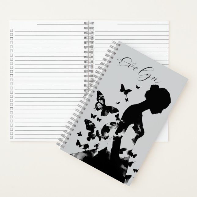Cuaderno Ethereal Ballerina Butterflies Monochromatic Name (Interior)