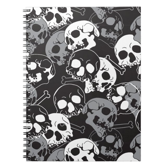 Cuaderno Ethereal Enigma: Diseño de cráneo con patrones int (Frente)