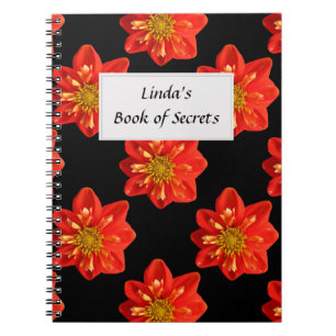 Cuaderno Etiqueta anaranjada del texto de la flor de la