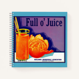 Cuaderno Etiqueta de caja de naranjas Full o' Juice de la d