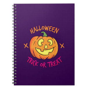 Cuaderno Etiqueta de calabaza de Halloween Truco o trato