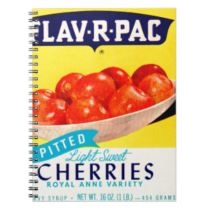 Cuaderno Etiqueta de cerezas de los años 1930 con flav-R-Pa