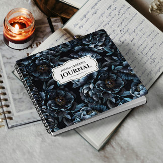 Cuaderno Etiqueta de cosecha de vintage de los pueblos azul