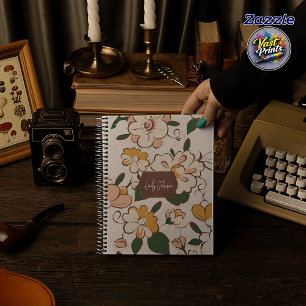 Cuaderno Etiqueta de nombre de jardín floral pastel suave c