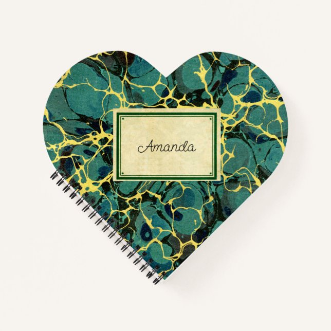 Cuaderno Etiqueta de nombre y papel pintado de mármol de ép (Anverso)