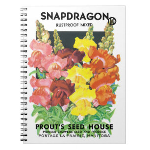 Cuaderno Etiqueta de paquete de semilla vintage, flores de