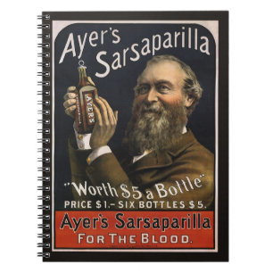 Cuaderno Etiqueta de producto vintage, bebida de Sarsaparil