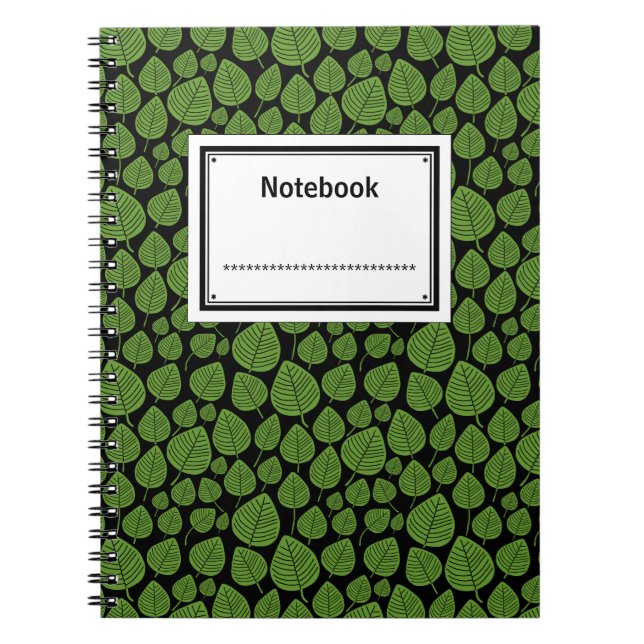 Cuaderno Etiquetado - Aguacate verde sobre negro (Frente)