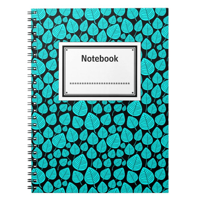 Cuaderno Etiquetado: cian sobre negro (Frente)
