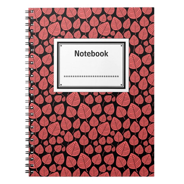 Cuaderno Etiquetado - Rosa tropical en negro (Frente)