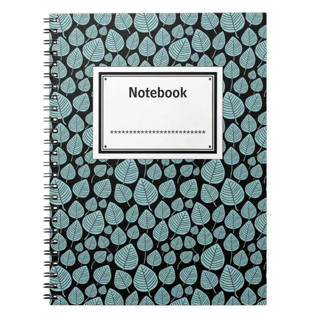 Cuaderno Etiquetado - Verde azul claro sobre negro (Frente)
