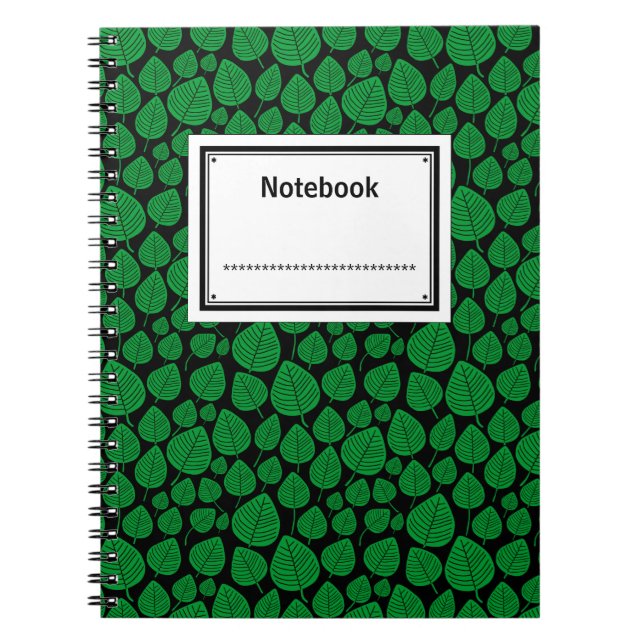 Cuaderno Etiquetado - Verde de hierba sobre negro (Frente)