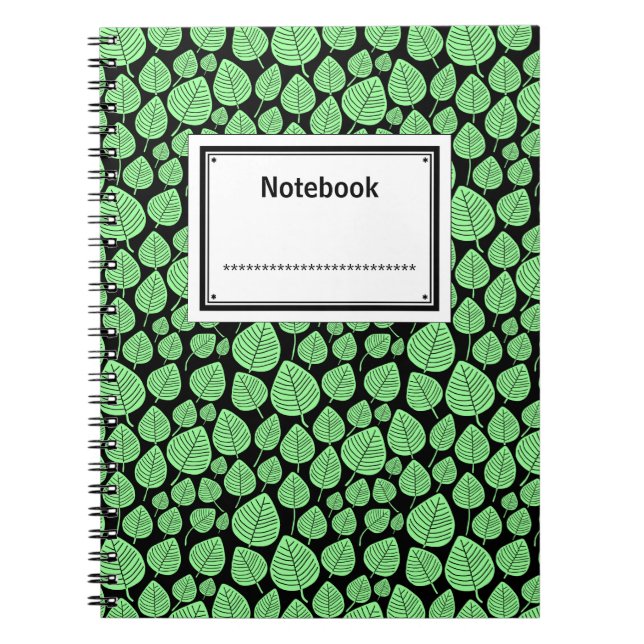 Cuaderno Etiquetado - Verde de menta sobre negro (Frente)