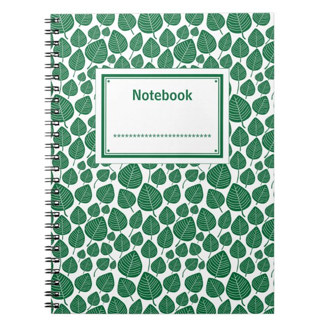 Cuaderno Etiquetado - Verde del bosque sobre blanco (Frente)
