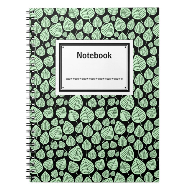 Cuaderno Etiquetado - Verde fantasma sobre negro (Frente)