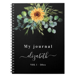 Cuaderno Eucalipto de girasol guión verde negro