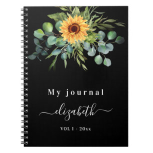 Cuaderno Eucalipto de girasol guión verde negro