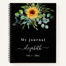 Cuaderno Eucalipto de girasol guión verde negro