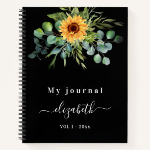 Cuaderno Eucalipto de girasol guión verde negro