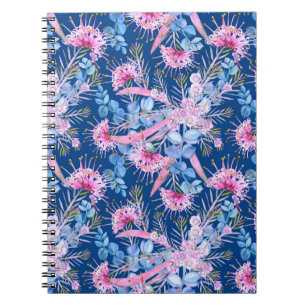 Cuaderno Eucalipto Grevillea Azul y Rosa