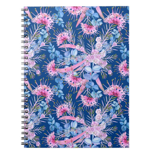 Cuaderno Eucalipto Grevillea Azul y Rosa (Frente)