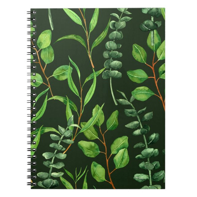 Cuaderno Eucalipto sobre verde oscuro (Frente)