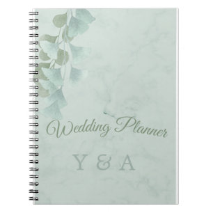 Cuaderno Eucalipto Verde Foliage Boda de mármol moderno