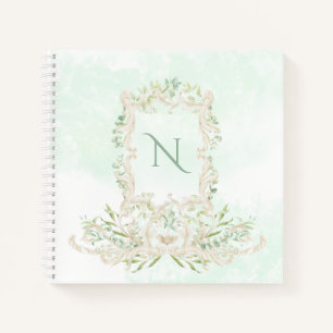 Cuaderno Eucalyptus Elegante Monograma Marfil Verde