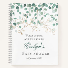 Cuaderno Eucalyptus Foliage Gold deja Baby Shower Noteboo