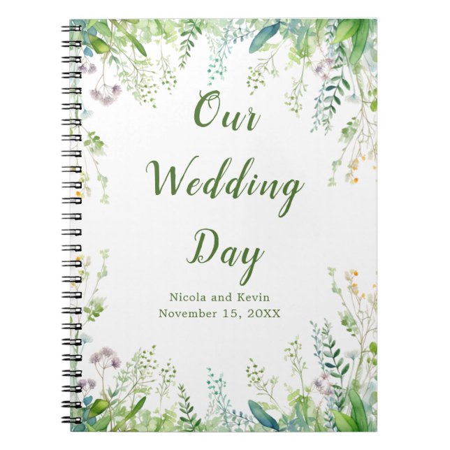 Cuaderno Eucalyptus Greenery deja al planificador de bodas (Frente)