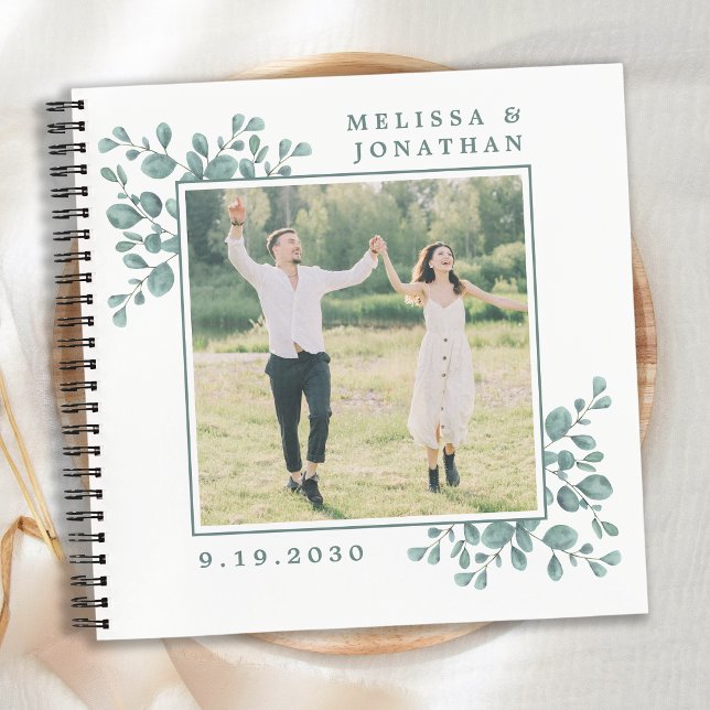 Cuaderno Eucalyptus Greenery Personalizado Foto Boda de pre (Subido por el creador)