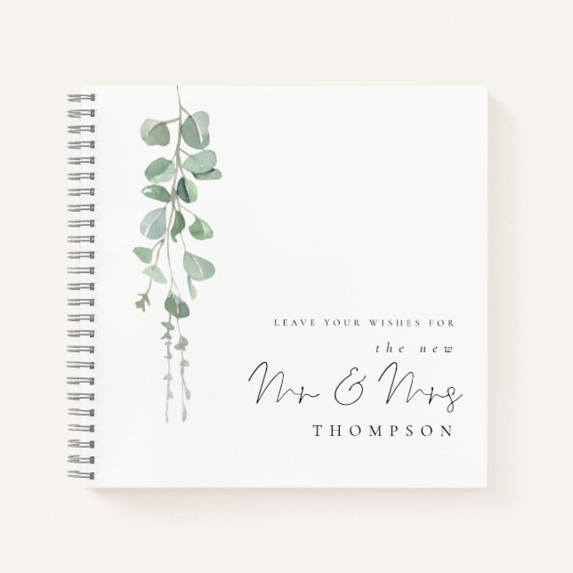 Cuaderno Eucalyptus New Mr. Name Boda Guest Book (Anverso)