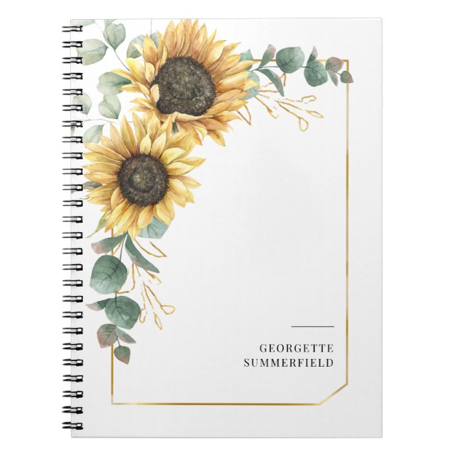 Cuaderno Eucalyptus Sunflower Floral Geométrica (Frente)
