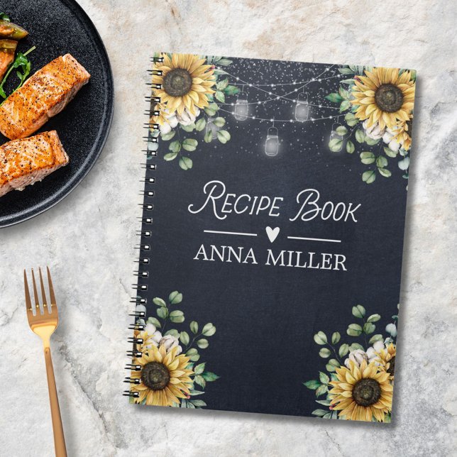 Cuaderno Eucalyptus Sunflower Light Black Recipe (In situ)