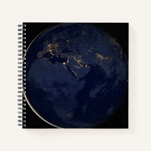 Cuaderno Europa, África y la ciudad de Medio Oriente se ilu