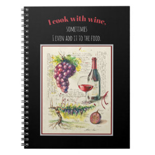 Cuaderno EVE Ilustracion pintado de vino rojo y cita