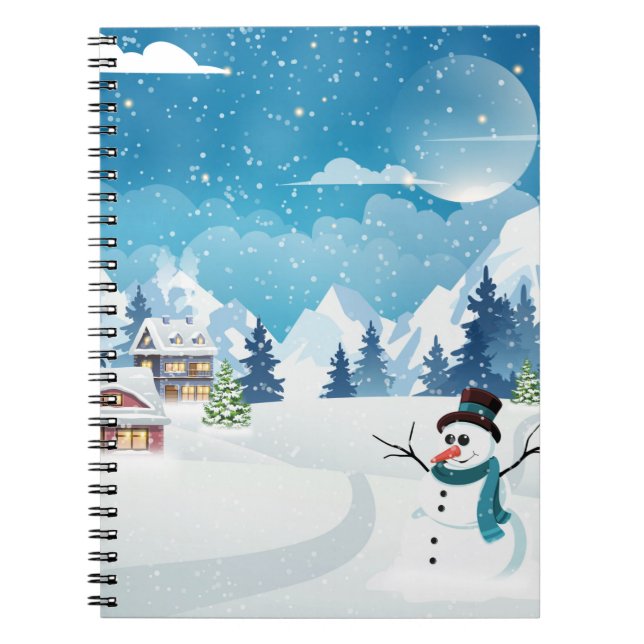 Cuaderno Evening village winter landscape with snow covered (Frente)