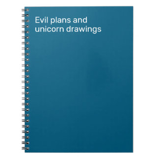 Cuaderno Evil plans and unicorn drawings