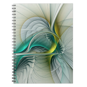Cuaderno Evolución fractal, arte abstracto de turquesa dora