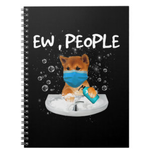 Cuaderno Ew People Perro divertido lavar manos con máscar