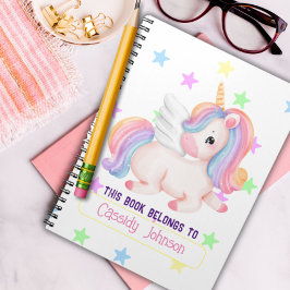 Cuaderno Ex libris de unicornio de arcoíris pastel