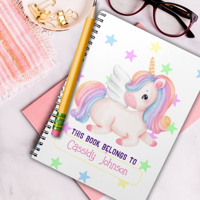 Cuaderno Ex libris de unicornio de arcoíris pastel (Subido por el creador)