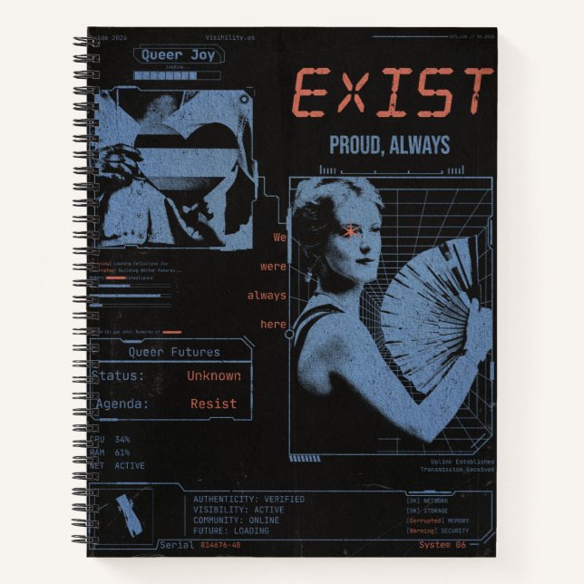 Cuaderno Existir Orgullo LGBTQ+ Moderno Brutalista (Anverso)