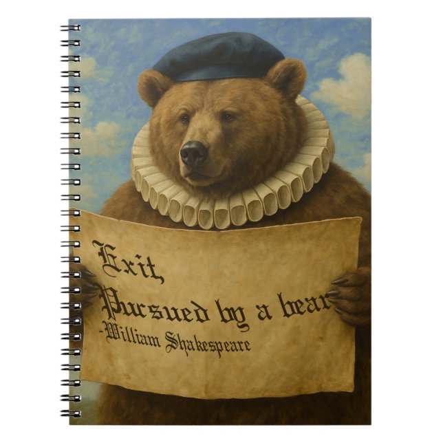 Cuaderno Exit, pursued by a bear Shakespeare quote bear (Frente)