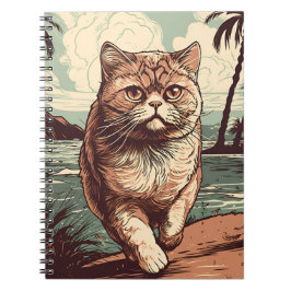 Cuaderno Exótico gato Shorthair en una playa tropical