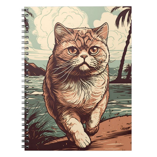 Cuaderno Exótico gato Shorthair en una playa tropical (Frente)