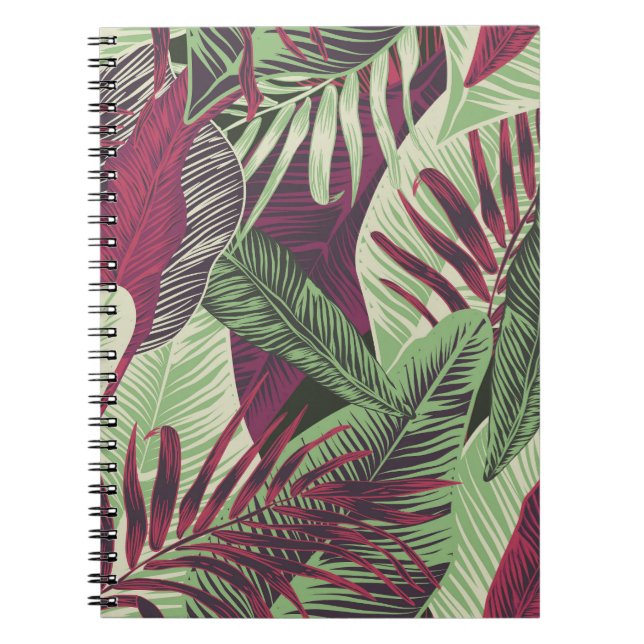 Cuaderno Exótico tropical: verde de moda sin problemas (Frente)