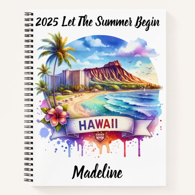 Cuaderno Explora las hermosas playas y paisajes de Hawái (Anverso)