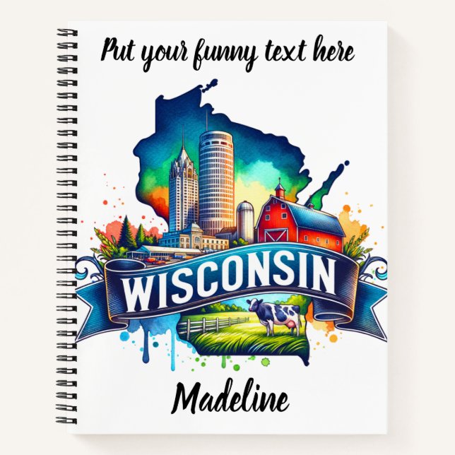 Cuaderno ¡Explora las vibrantes atracciones de Wisconsin! (Anverso)